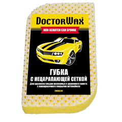 Губка для мытья машин "DOCTORWAX" Нецарапающая двухсторонняя губка с сеткой