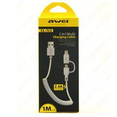 Кабель USB 2 в 1 "AWEI" 