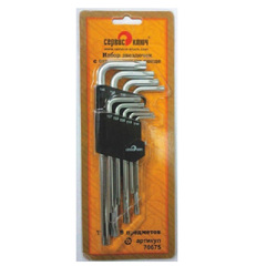 Набор ключей TORX "Сервис Ключ" 9 пред. с отверст. Г-образные