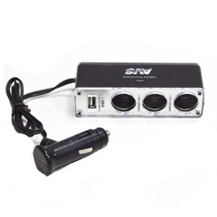 Разветвитель прикуривателя "AVS" 314U ( 3 гнезда+ USB) с проводом