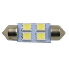 Лампа светодиодная T11x36 12V 4SMD BLUE "МАЯК" 